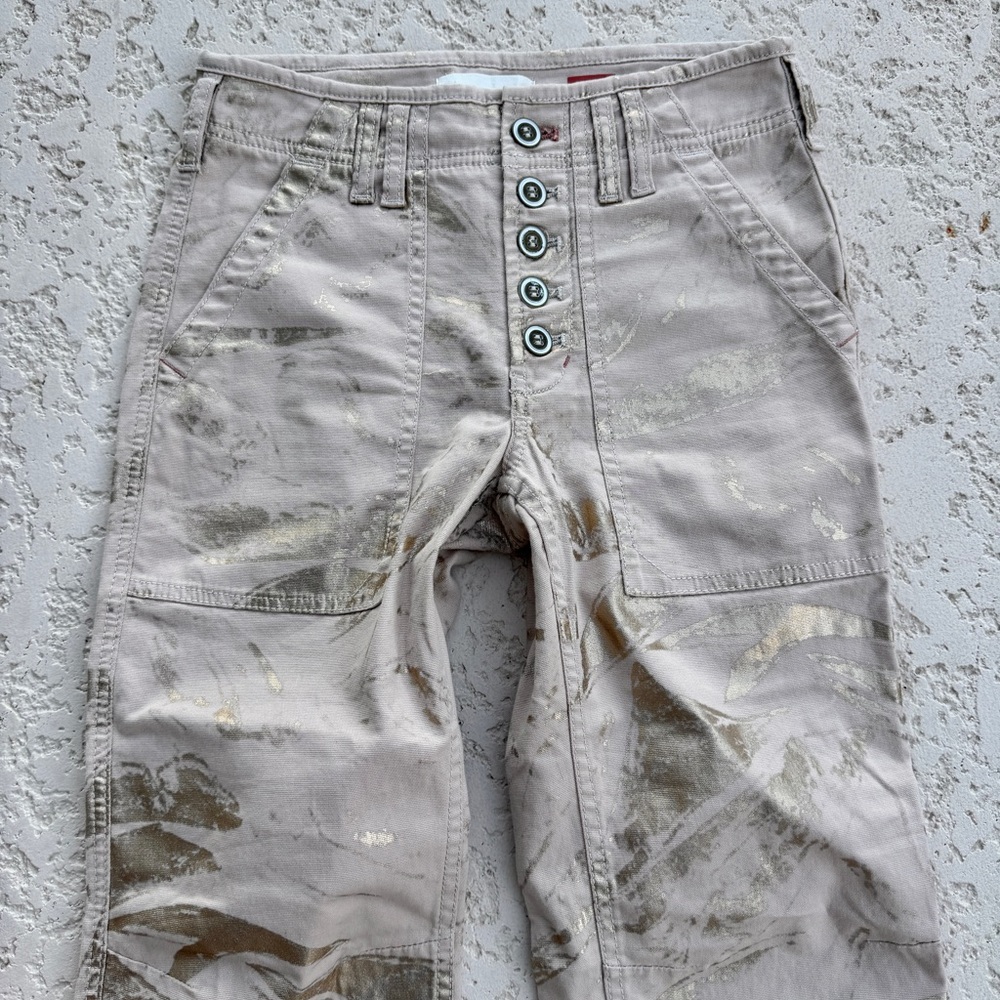 ANTHROPOLOGIE The Wanderer Womens Pants Size 25 Tan Gold Painted Straight NWOT - Picture 9 of 11